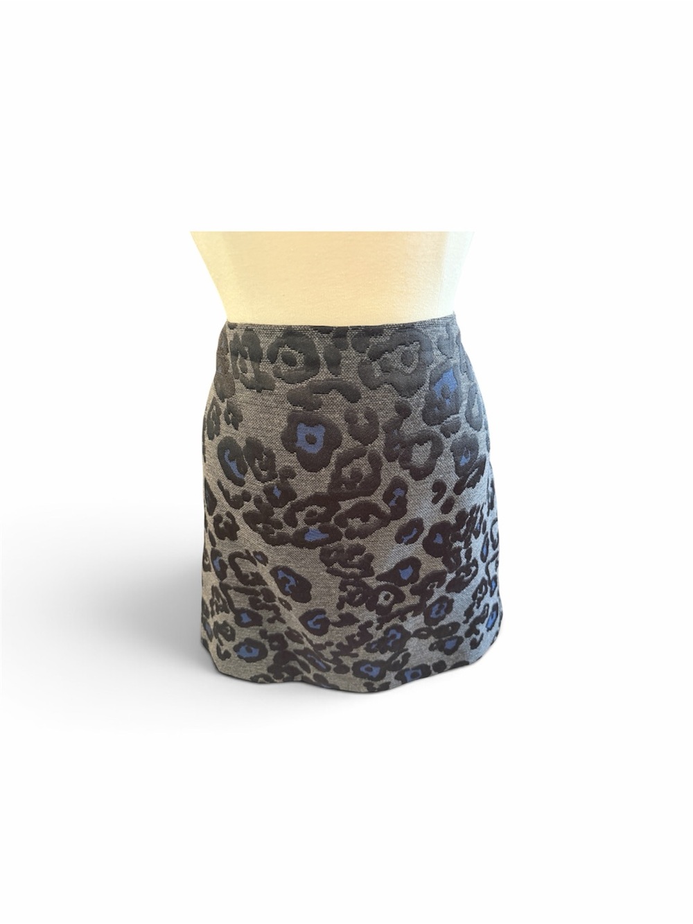 Ann Taylor Animal Print  Mini Skirt in Charcoal and Blue